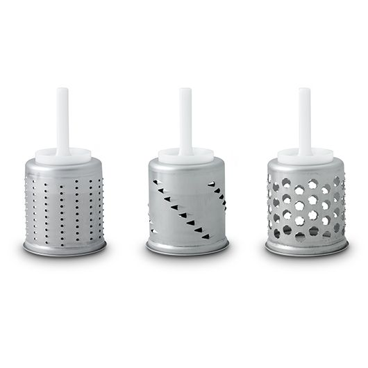 Gemüseschneider Vorsatz MVSA Metall für KitchenAid - Direktanschluss, inklusive Zusatztrommelset EMVSC 3 Zusatztrommelset für Gemüseschneider EMVSC - KitchenAid Direktanschluss